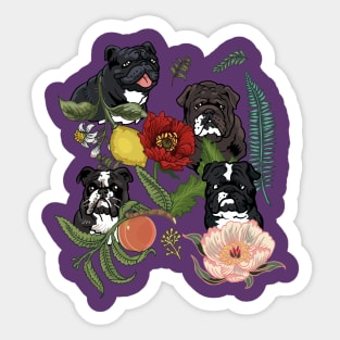 Botanical and Black English Bulldog Sticker